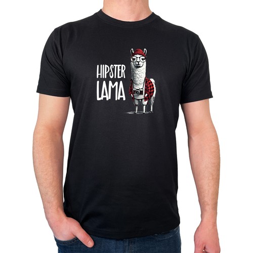 Herren shirt hipser lama - t-shirt,