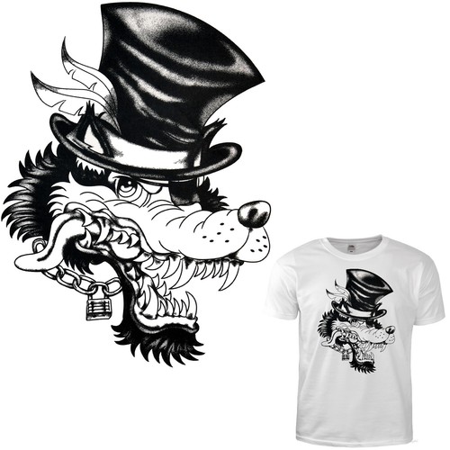 Shirt wolf comic tattoo - wolf,
